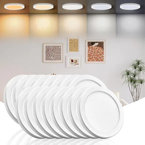 Miniatura 11 de Lámpara de techo LED de 7 pulgadas, montaje empotrado, atenuable, luz de techo plana redonda ultra delgada de 5000 K, luz diurna, lámpara de techo