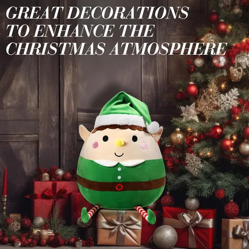 Miniatura 6 de Huwena Almohada de felpa grande de 14 pulgadas, decoración de Navidad, suave y tierna, cojín de peluche para abrazar, regalo para Navidad, fiestas