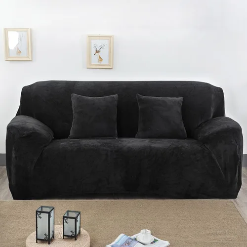 Miniatura 17 de vctops Funda elástica para sofá de 4 plazas de terciopelo de felpa, 1 pieza, con parte inferior elástica, protector de muebles suave y esponjoso