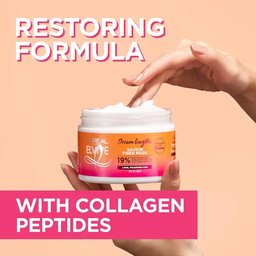Miniatura 4 de L'Oreal Paris Elvive Dream Lengths - Máscara capilar de fibra salvadora con concentrado de péptidos de colágeno para revivir y restaurar, fórmula