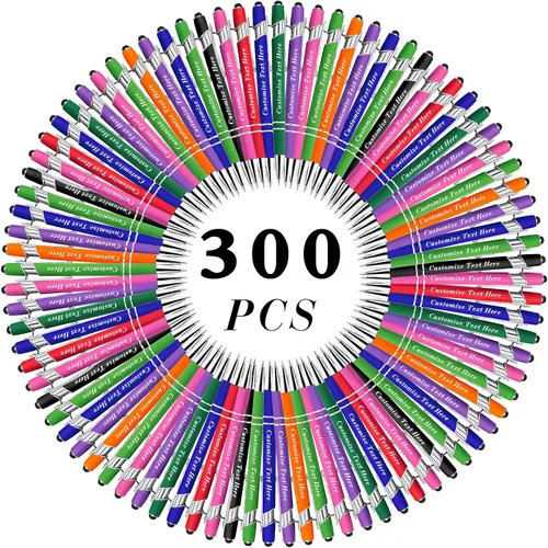 Miniatura 64 de Bolígrafos personalizados a granel con punta de lápiz capacitivo, 12 bolígrafos personalizados con logotipo de mensaje con nombre, bolígrafos