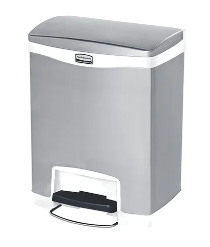 Miniatura 15 de Papelera acero inoxidable con pedal Rubbermaid Commercial Slim Jim, Negro (Black Trim), 1