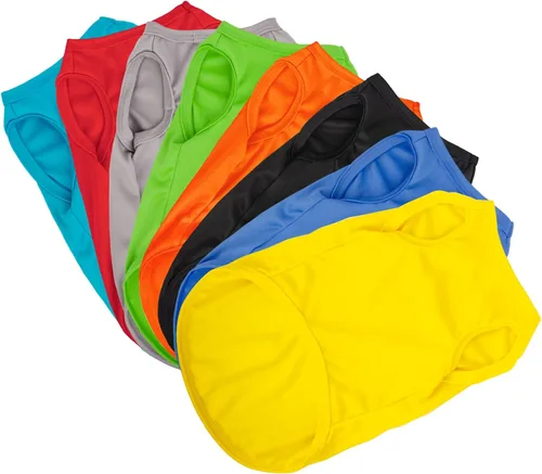 Miniatura 7 de Hozz 4 camisas para cachorros de perro y gato, tamaño pequeño, negro, azul, amarillo, rojo, mezcla de algodón, simples y clásicas, verano y todas