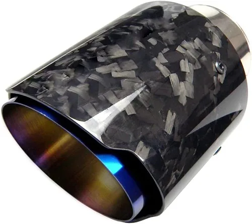CARMON Puntas de silenciador de tubo de escape de fibra de carbono forjada para automóvil con tubo de escape de acero inoxidable 304 azul quemado,