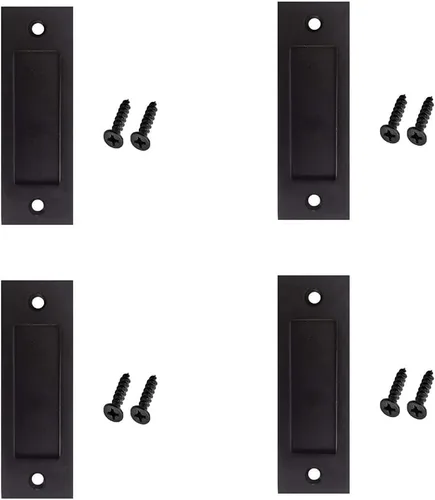 Juego de 4 tiradores de dedo para puerta corrediza de granero de 6 pulgadas, color negro, resistente, moderno, simple, mango invisible, con parte