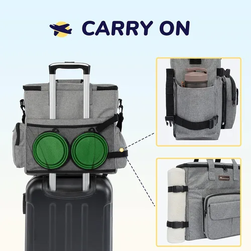 Miniatura 4 de Modoker Organizador de viaje para perros con 2 cuencos plegables para perros para suministros y accesorios, bolsa de viaje para mascotas aprobada