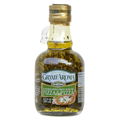 Mantova Grand'Aroma - Aceite de oliva virgen extra con sabor a pizza, fabricado en Italia, prensado en frío, 100% natural, aceite de cocina