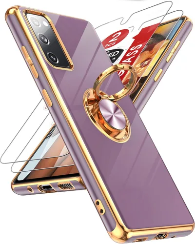 Miniatura 23 de LeYi Funda para Samsung Galaxy S22 Ultra con soporte de anillo giratorio de 360°, soporte magnético, chapado en oro rosa, borde protector para Negro