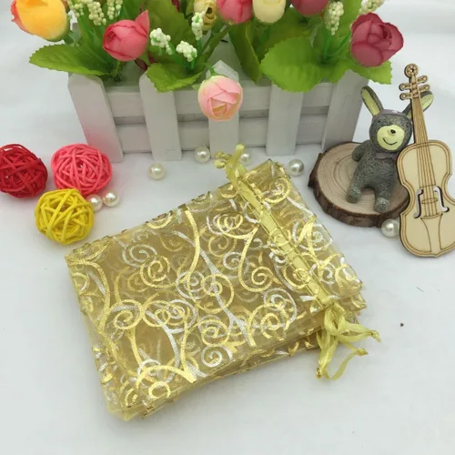 Miniatura 8 de Bolsitas de organza transparentes con impresión de ratán Ankirol, ideales para bodas y fiestas del bebé, para regalos o muestras (100 unidades)