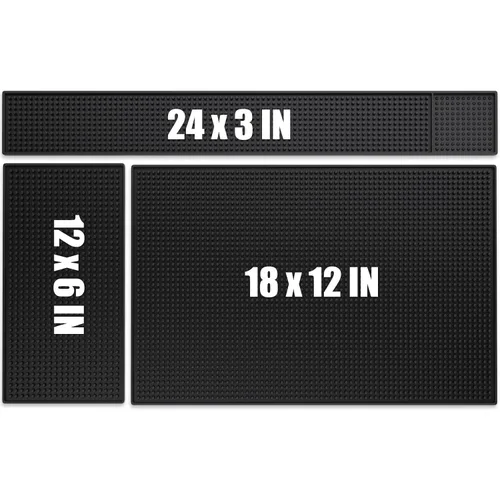 Noverlife Juego de 3 tapetes de goma negra para servicio de bar, tapete de peluquería flexible para encimera, tapetes impermeables para el hogar,