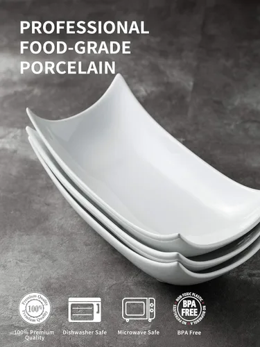 Miniatura 4 de LAUCHUH Platos Grandes, Cuencos Decorativos de Porcelana Platos Blancos para Servir para Entretener Pieza Central Decorativa Juego de 3 Cuencos