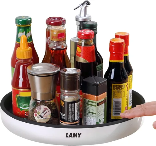 LAMY Lazy Susan - Organizador Lazy Susan de 10 pulgadas para gabinete, refrigerador, mesa de comedor y mesa, organizadores versátiles y solución de