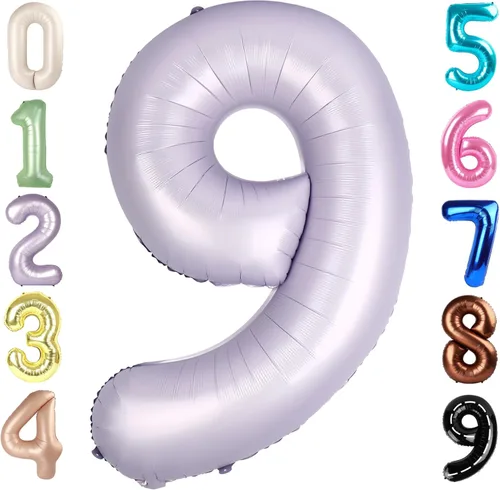 Miniatura 317 de Globos de números de 5 globos de 40 pulgadas, decoraciones de cumpleaños azules para niños y niñas, globos de números azul marino grandes
