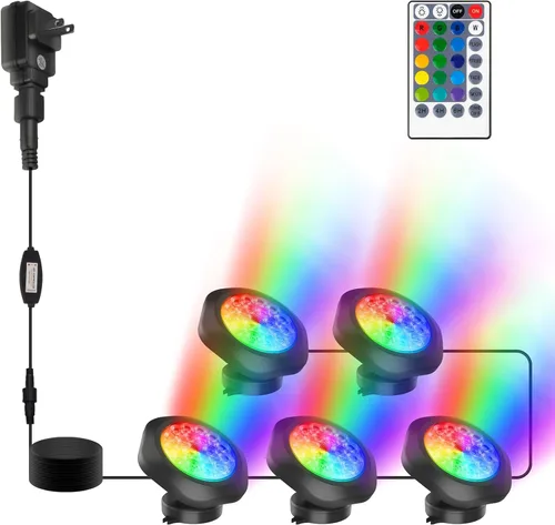 Miniatura 11 de Luces submarinas RGB para estanque, superbrillantes, 18 luces LED sumergibles, control por aplicación Bluetooth, IP68, focos impermeables que