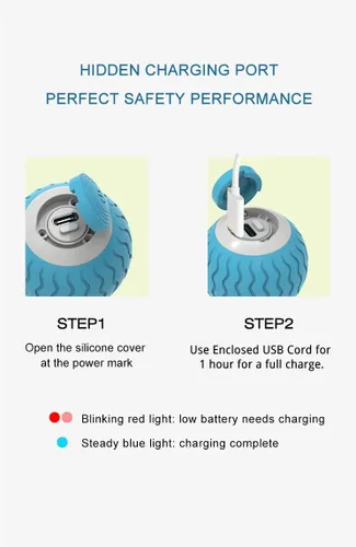 Miniatura 5 de Cat Toys - Pelota giratoria interactiva, rodamiento automático inteligente para entrenamiento de gatos, con luces LED intermitentes, y es recargable