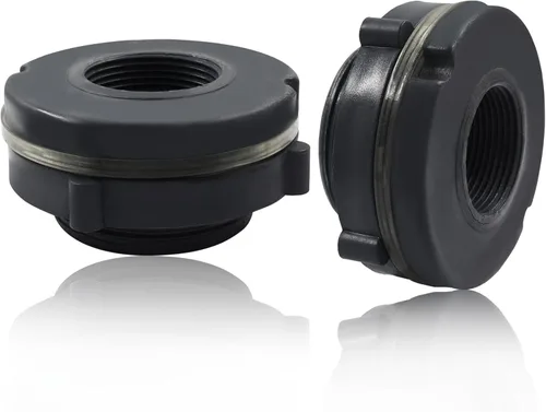 Miniatura 8 de 1 paquete de 1-1/2 pulgadas, conector de PVC para mamparo, adaptador de conector de tanque de mamparo para barriles de lluvia, tanque de agua