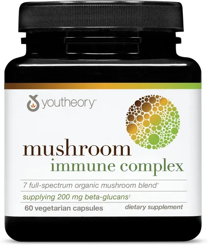 Youtheory Complejo inmunológico de hongos - 60 cápsulas veganas (suministro para 30 días) - Suplemento de apoyo inmunológico* - Mezcla orgánica de