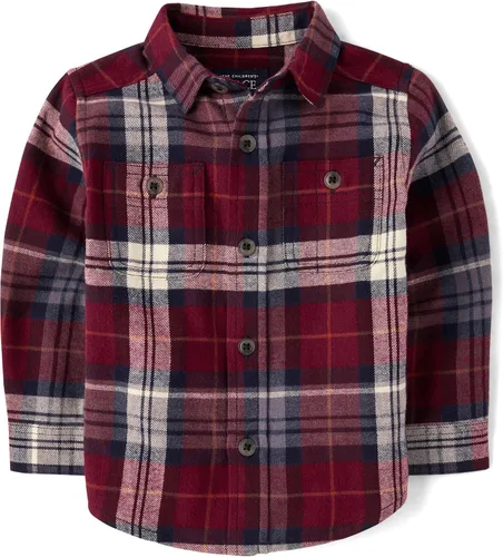 Miniatura 20 de The Children's Place - Camisa de franela a cuadros con mangas largas y botones para bebés y niños pequeños