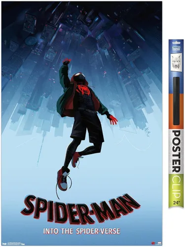 Miniatura 16 de Trends International Spider-Man de Marvel póster Into The Spider-Verse-Falling de 22.37 x 34 pulgadas, versión enmarcada en madera reutilizada
