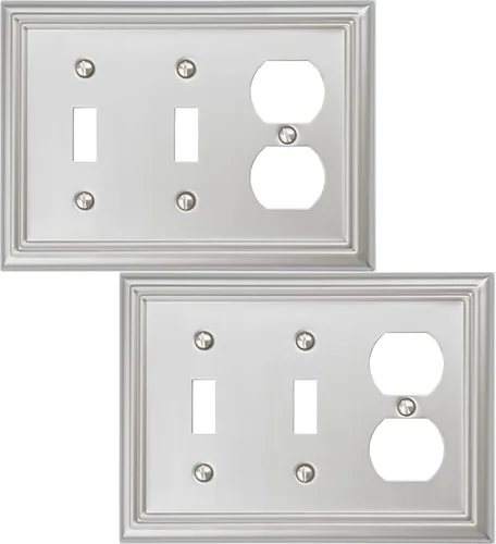 Miniatura 11 de OKAWYC Adler - Placa de pared metálica para interruptor de luz de palanca individual, paquete de 4 unidades de níquel cepillado de 1 banda, cubierta