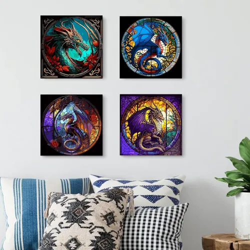 Miniatura 2 de KICHANG 4 paquetes de pintura por números para adultos, pintura al óleo acrílica de animales por números sobre lienzo, kits de pintura para adultos