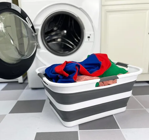 Miniatura 9 de SAMMART Cesto de plástico plegable de 30 litros (8 galones) para lavar la ropa, cesta de lavandería portátil, contenedor de almacenamiento, cesta