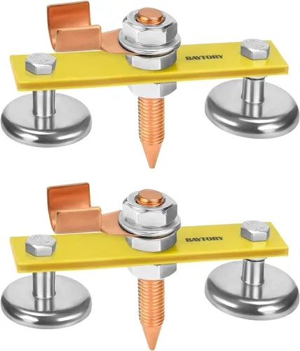 Miniatura 7 de BAYTORY - Herramientas de abrazadera de sujeción magnética de soldadura mejoradas, 2 piezas de cabeza de imán de soldadura gemela, magnetismo fuerte
