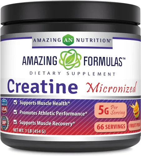 Miniatura 7 de Amazing Formulas - Suplemento en polvo de monohidrato de creatina micronizada 5000 mg por porción Suplemento ideal antes y después