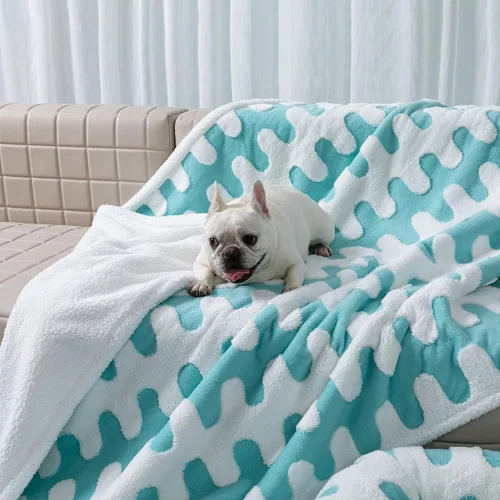 Miniatura 15 de Manta impermeable para mascotas, manta roja de perro para funda de cama, sofá, elegante manta jacquard para mascotas, para cachorros, gatos, rojo