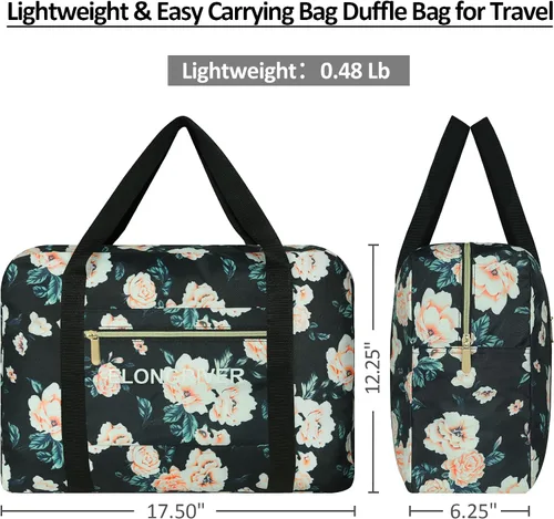 Miniatura 2 de Bolsa de lona para mujer, para viajes, impermeable, deportiva, gimnasio, bolsa de fin de semana, para mujer, bonita bolsa de gimnasio, negro rosa