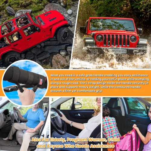 Miniatura 4 de Asas de agarre de barra enrollable + Asa de agarre para reposacabezas para Jeep Wrangler YJ TJ JK JKU JL JLU Sport Sahara Freedom Rubicon Unlimited