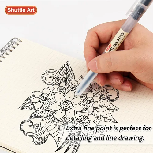 Miniatura 5 de Shuttle Art Bolígrafos de tinta de gel, paquete de 15 bolígrafos negros estilo japonés, bolígrafos extrafinos de 0.015 in para el hogar, la escuela