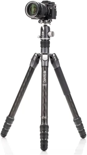 Miniatura 6 de Benro Rhino 3 Series - Trípode de fibra de carbono resistente de 4 secciones con patas plegables inversas, cerraduras giratorias y capacidad