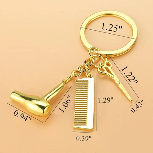 Miniatura 2 de PHAETON 20 llaveros con dije de peine para secador de pelo, tijeras, perfecto para propietarios de peluquería o estilista, regalo de graduación