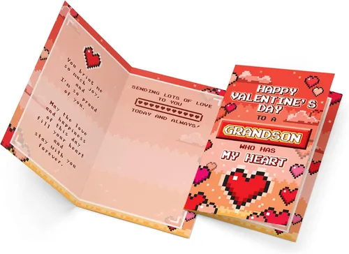 Miniatura 3 de Prime Greetings Tarjeta del día de San Valentín para nieto, hecha en Estados Unidos, ecológica, tarjeta gruesa con sobre de alta calidad de 5 x 7.75
