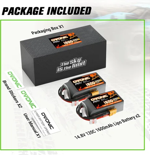 Miniatura 6 de OVONIC Batería Lipo 4S 1600mAh 14.8V 120C Batería con enchufe XT60 para RC Car Truck RC Vehículos RC Barco, Dron, Avión RC Quadcopter, Helicóptero