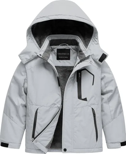 Miniatura 11 de CREATMO US Chaqueta de esquí impermeable para niño, abrigo de nieve cálido para invierno, resistente al viento, chaqueta de lluvia para snowboard