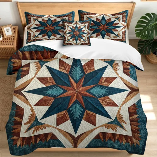 Miniatura 15 de Juego de funda de edredón bohemio de microfibra individual, juego de ropa de cama floral de retazos artesanales, estilo rústico moderno