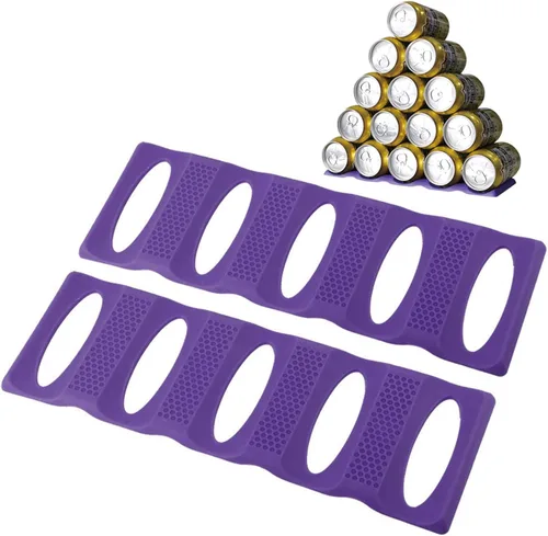 Miniatura 5 de Webake Organizador de latas de nevera para organización y almacenamiento de despensa, paquete de 2 estantes de silicona para botellas de cerveza