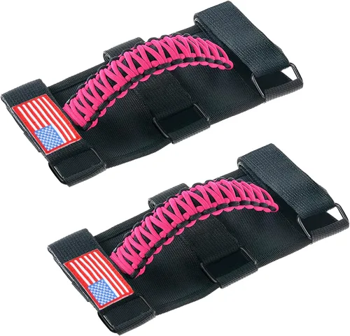 Miniatura 38 de Savadicar Paquete de 4 Asas de Agarre de Barra Enrollable Compatible con 1955-2023 Jeep Wrangler CJ YJ TJ JK JL 4XE & Gladiator JT, Soporte de Negro