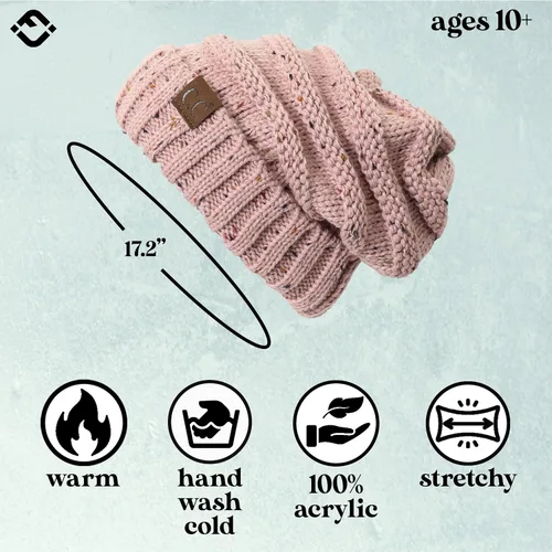 Miniatura 318 de Funky Junque Gorro de moda de punto trenzado de talla extragrande, grueso, abrigado, suave y holgado