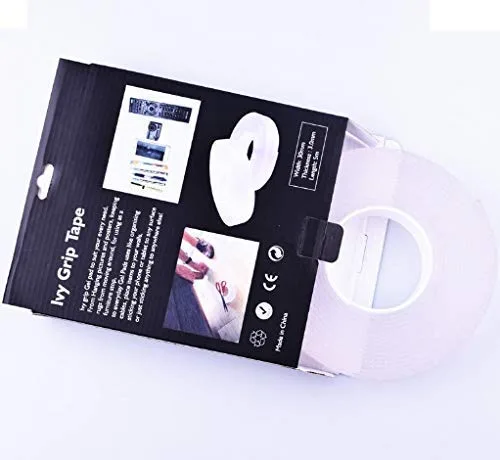 Miniatura 2 de Cinta de agarre de hiedra de poliéster blanco, cinta de tejido de doble cara multiusos de alta resistencia (0.039 in, transparente) (SEF-00103)