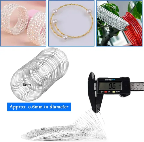 Miniatura 3 de 300 piezas de alambre de cuentas de joyería para hacer pulseras, 3 colores de memoria, alambre de cuentas de alambre para manualidades, pulseras