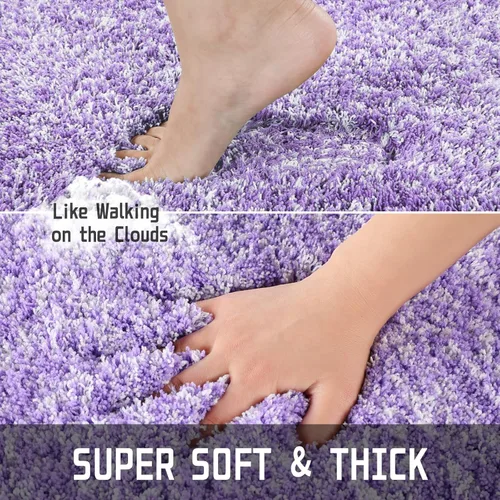 Miniatura 25 de Yimobra Alfombra de baño de felpa esponjosa, súper lanuda suave, cómoda, antideslizante, absorbente de agua, alfombra de baño de microfibra que se