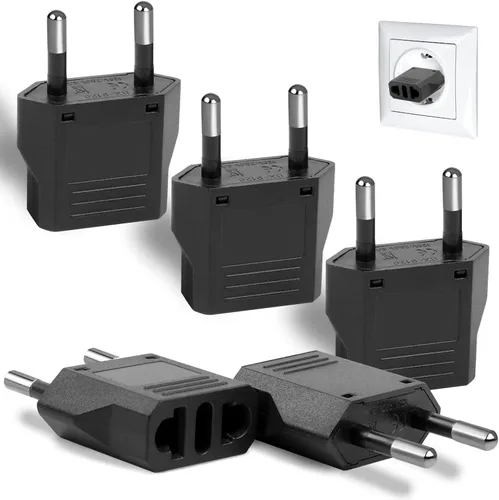 Paquete de 6 adaptadores de enchufe de EE. UU. a Europa, adaptador de viaje europeo tipo C, convertidor de corriente de pared para toma de corriente