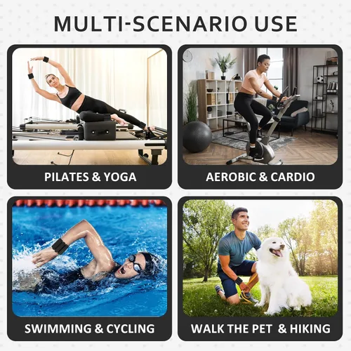 Miniatura 7 de Juego de 2 pesas ajustables para muñeca y tobillo (1 libra cada una), pulseras de peso de silicona de alta calidad, para yoga, pilates, Negro