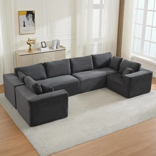 Miniatura 12 de Sofá modular Cloud de 106 pulgadas con diván en forma de L, moderno sofá modular sin hueso con asiento profundo, sofás tapizados para sala de estar