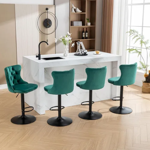 Miniatura 172 de Aoowow Juego de 2 taburetes de bar giratorios, taburetes de bar ajustables con respaldo de terciopelo copetudo, sillas de bar modernas tapizadas