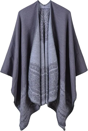 Miniatura 12 de KirGiabo Suéter a Cuadros para Mujer Poncho Capa Abrigo Frente Abierto Manta Chales y Envolturas