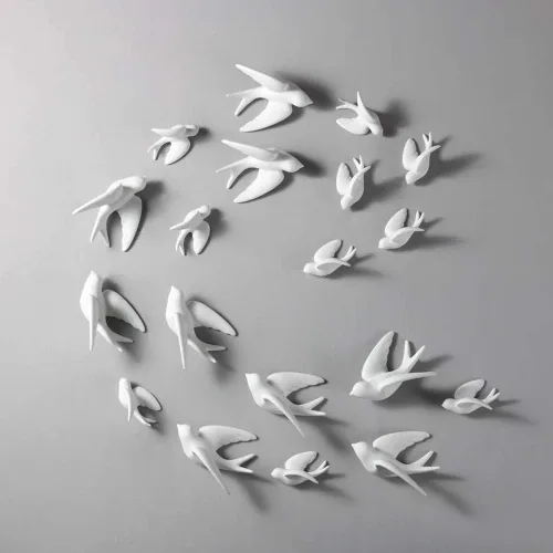 Miniatura 5 de Dorlotou Par de gorriones de cerámica, golondrinas, pájaros, paloma, blanco, decoración para colgar en la pared, para baño, sala de estar, jardín